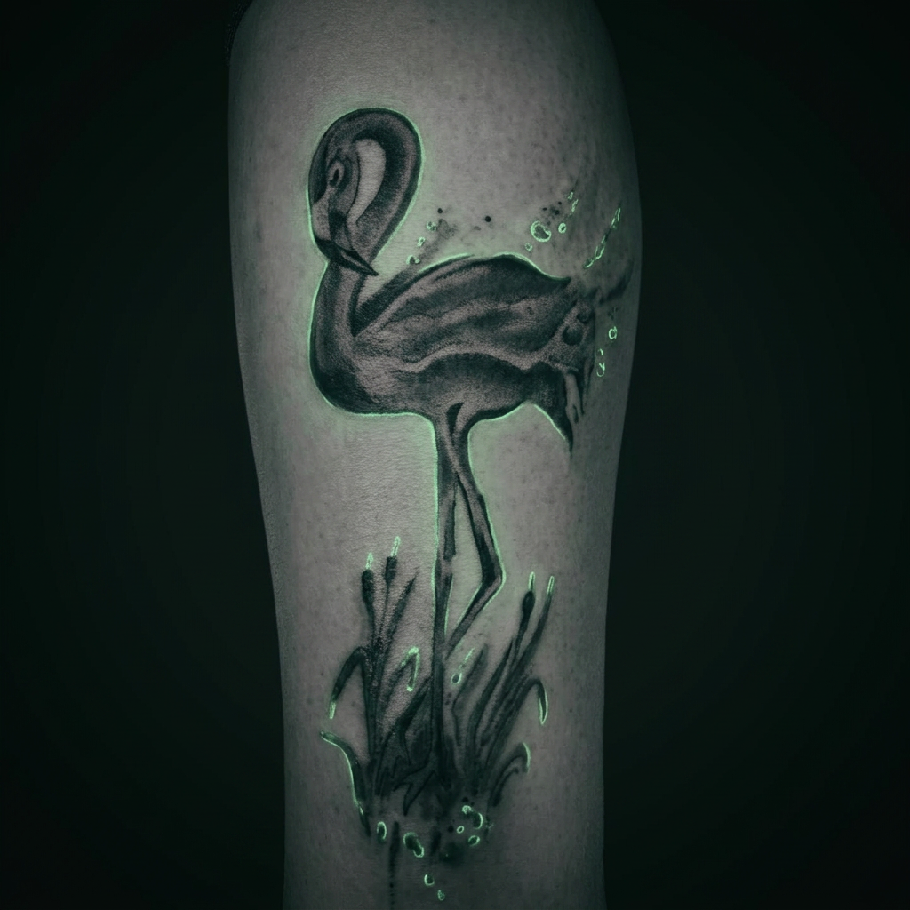 Flamingo · Wade – Watercolor Tattoo von New Jack Tattoo Duisburg, gestochen von Gregor Schwarzbach