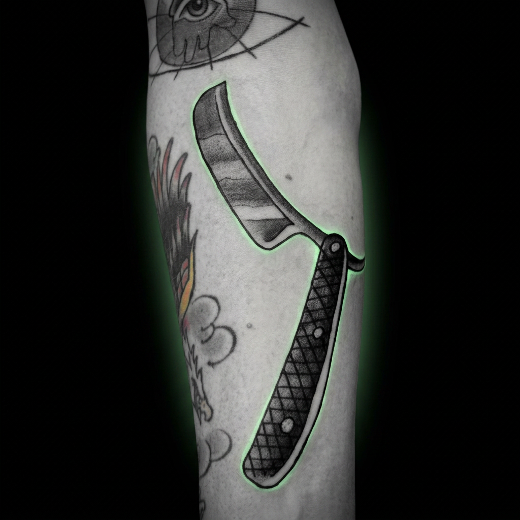 Rasiermesser – Traditional Tattoo von New Jack Tattoo Duisburg, gestochen von Gregor Schwarzbach
