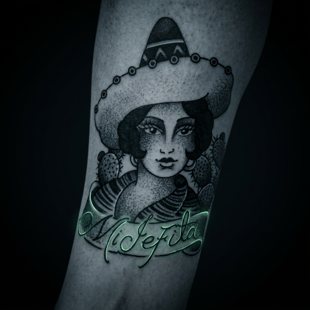 Señorita · Unterarm – Dotwork Tattoo von New Jack Tattoo Duisburg, gestochen von Gregor Schwarzbach